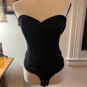Black V-Neck Strapless Bodysuit (S)
